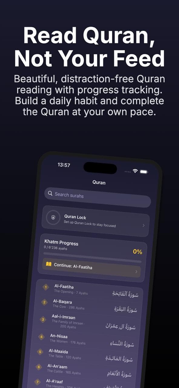 Quran reader with progress tracking